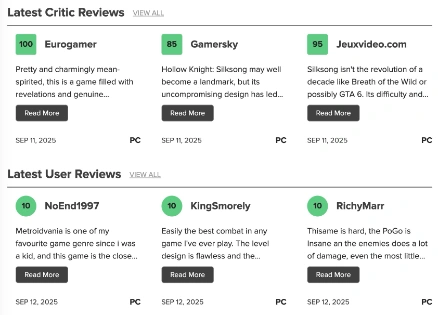 Latest review snippets from various media outlets