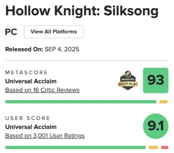 Updated chart showing Metacritic scores across platforms
